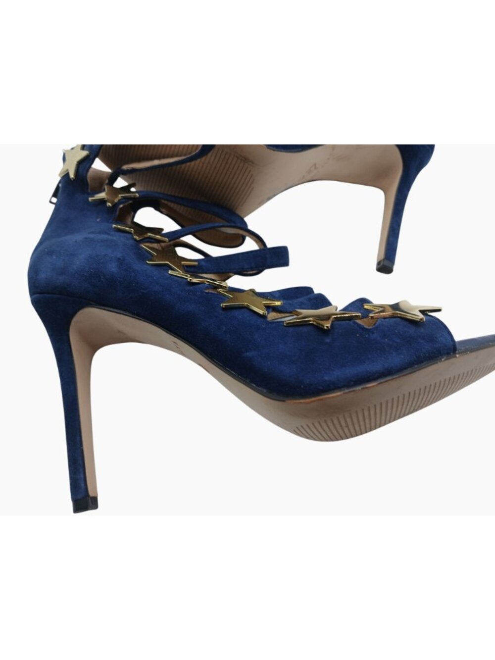 Katy Perry Stella Star Studded Blue Suede Gladiator Stiletto High Heels Size 9 - Picture 11 of 15